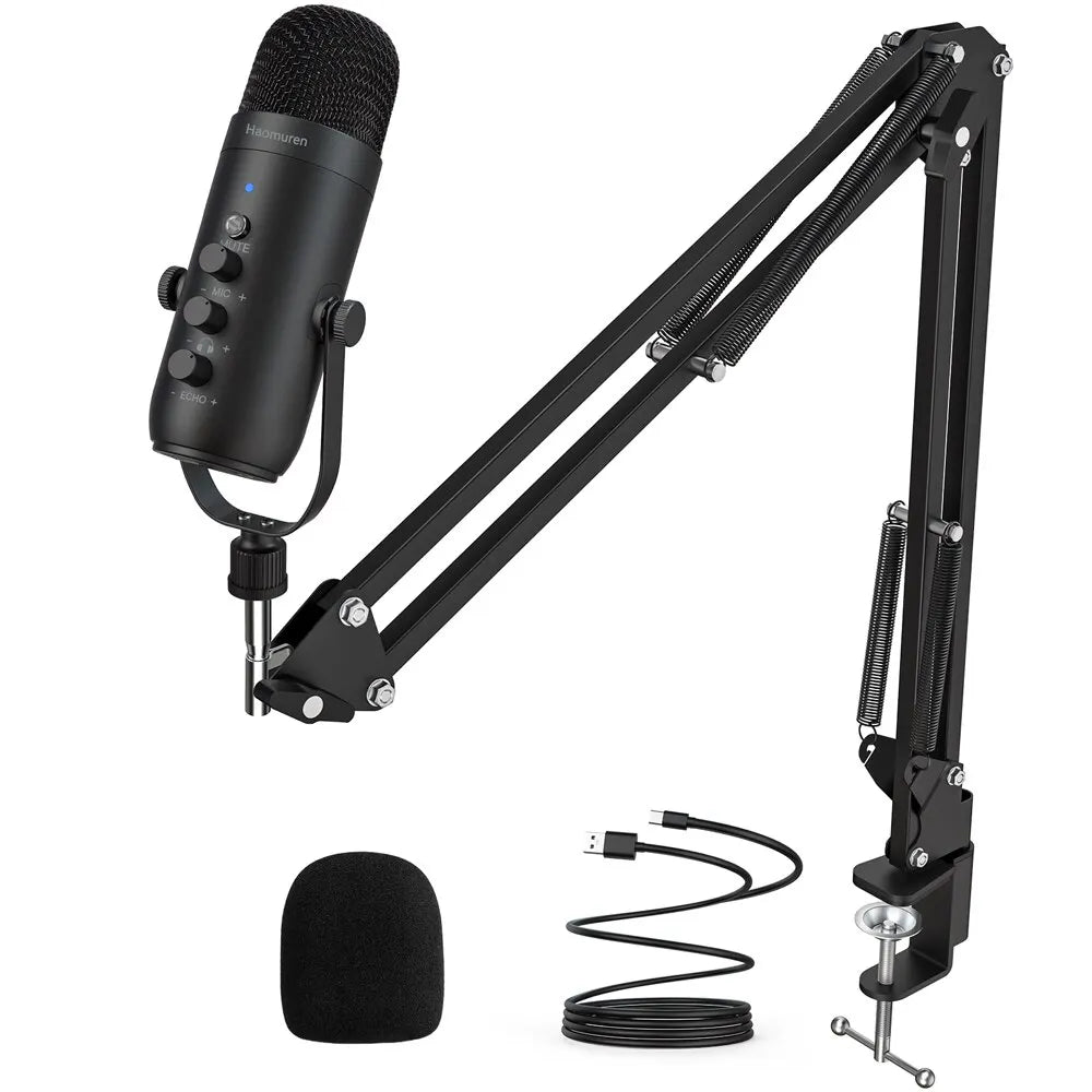 Haomuren Professional USB Streaming Podcast PC Microphone Studio Cardioid Condenser Mic Kit with Boom Arm For Recording YouTube - image 7