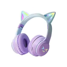 Gradient Wireless Headphones Cute Cat Ear Bluetooth Earphones