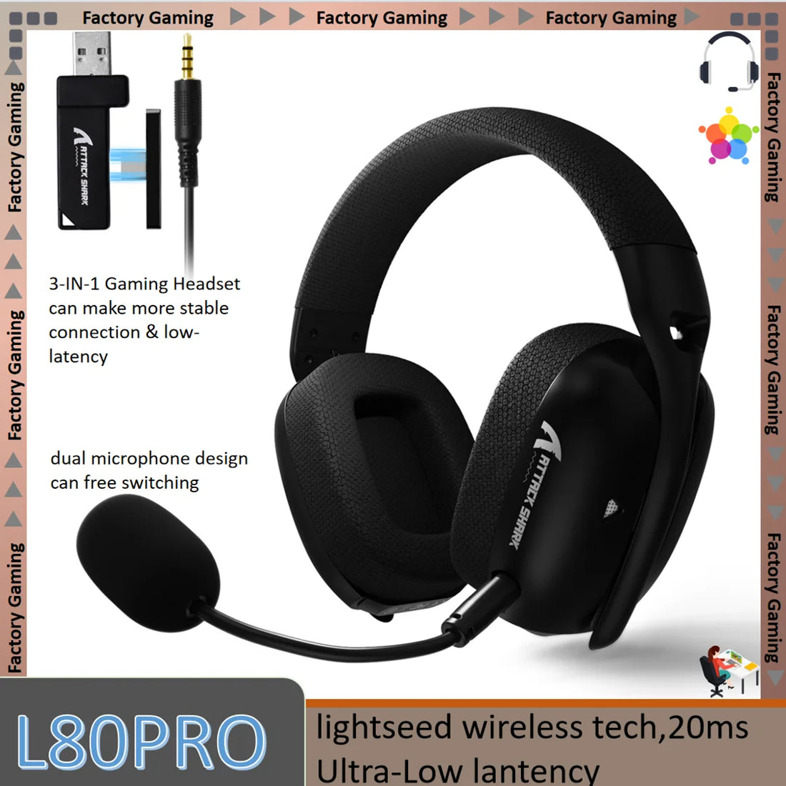 Ares L80 Pro Wireless Gaming Headset