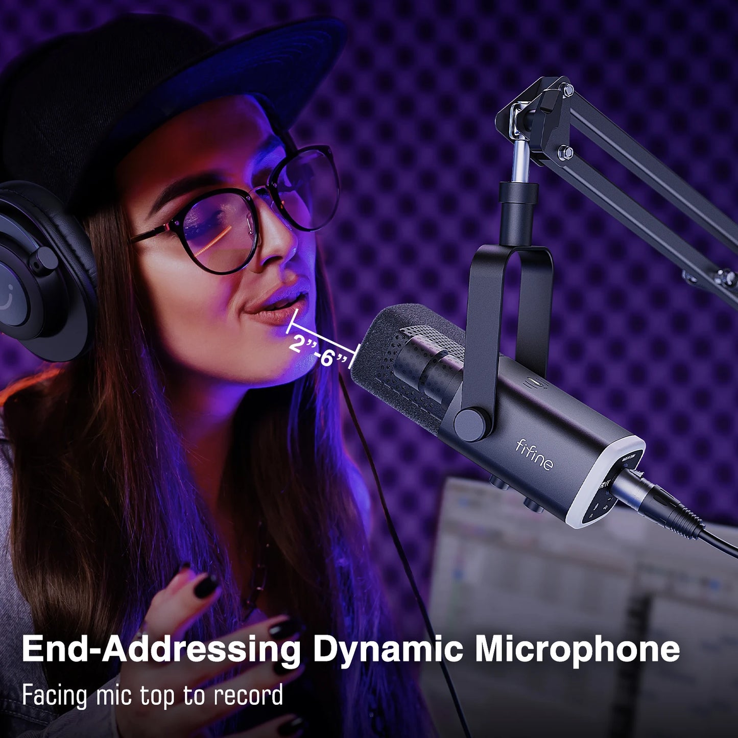 FIFINE AM8T Microphone Kit with Boom Arm - Setup View