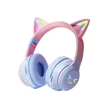 Gradient Wireless Headphones Cute Cat Ear Bluetooth Earphones