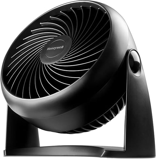 Honeywell TurboForce Air Circulator, Small Tabletop Fan, Quiet Personal Fan for Home or Office, 3 Speeds, 90 Degree Pivoting Head, Black, HT900