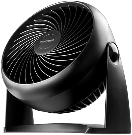 Honeywell TurboForce Air Circulator, Small Tabletop Fan, Quiet Personal Fan for Home or Office, 3 Speeds, 90 Degree Pivoting Head, Black, HT900
