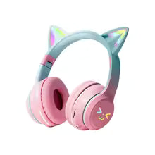 Gradient Wireless Headphones Cute Cat Ear Bluetooth Earphones