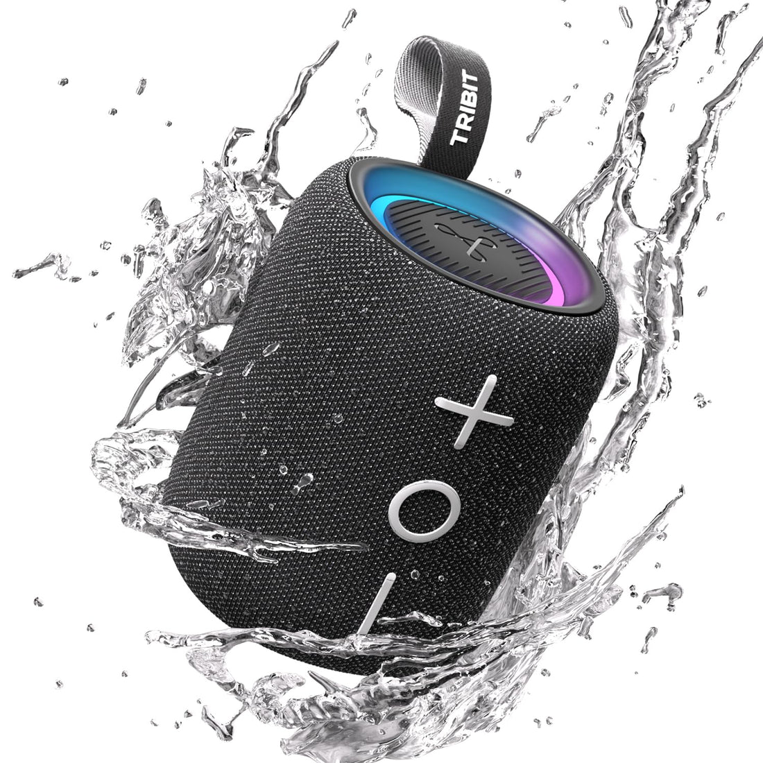 Tribit StormBox Mini+ Portable Bluetooth Speaker, 12W, 360° Sound, Black | 12H Playtime, IPX7 Waterproof, RGB Lights, Custom EQ, BT5.4, Wireless, Built-in Mic, Type-C, TWS, AAC/SBC, Home, Outdoor