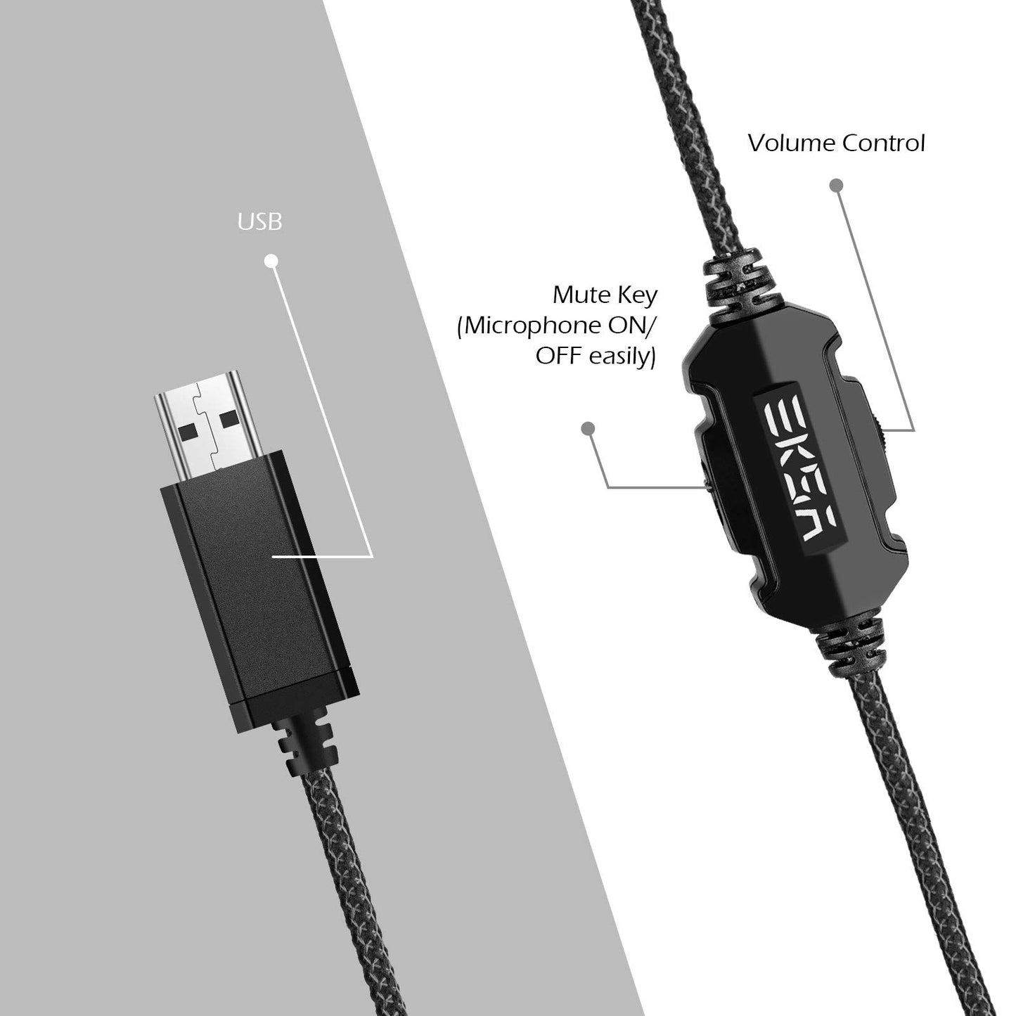 EKSA E1000 USB Gaming Headset with Mic