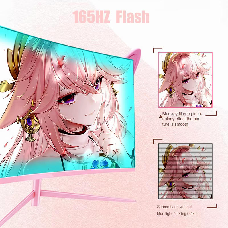 27-Inch Curved Pink Gaming Monitor