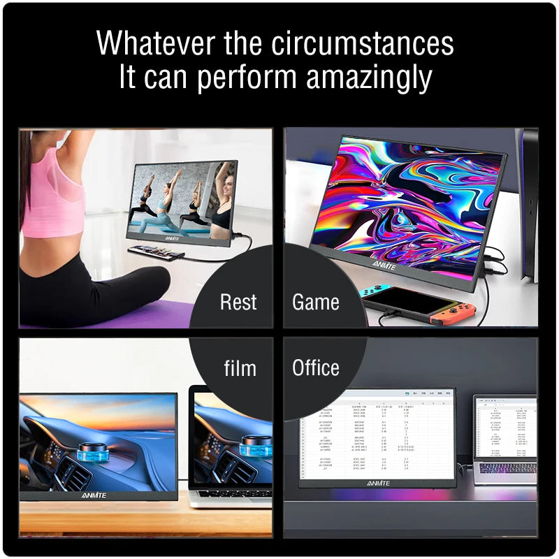 Anmite 16-Inch Portable 1200P HDR Monitor