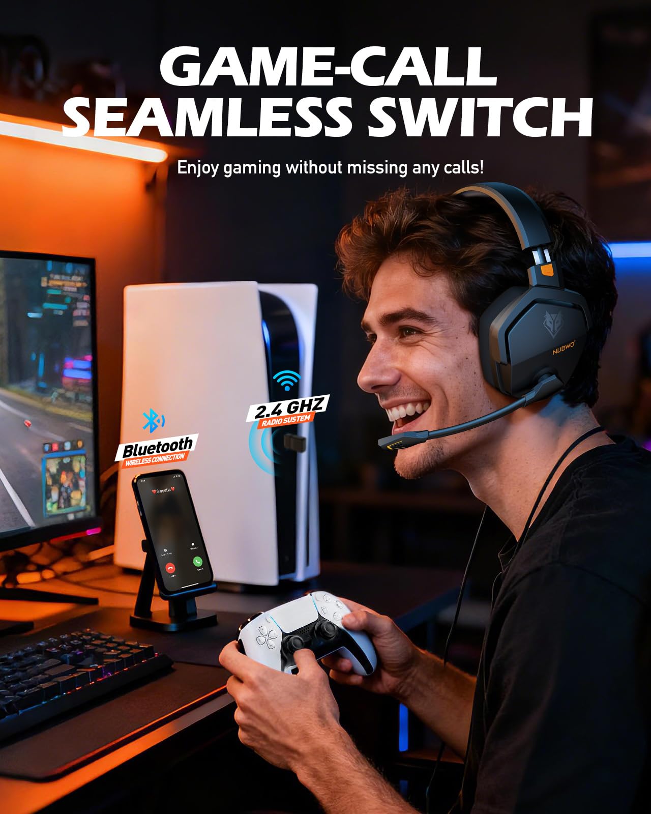 NUBWO G06 Wireless Gaming Headset with Mic