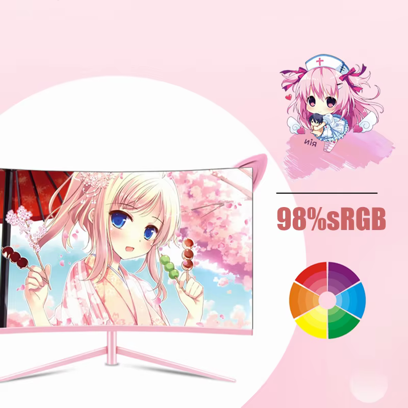 27-Inch Curved Pink Gaming Monitor