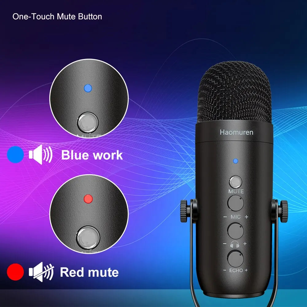 Haomuren Professional USB Streaming Podcast PC Microphone Studio Cardioid Condenser Mic Kit with Boom Arm For Recording YouTube - image 4