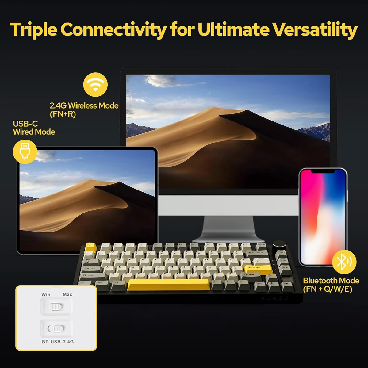 AJAZZ AK820 / AK820 Pro Wireless Mechanical Keyboard