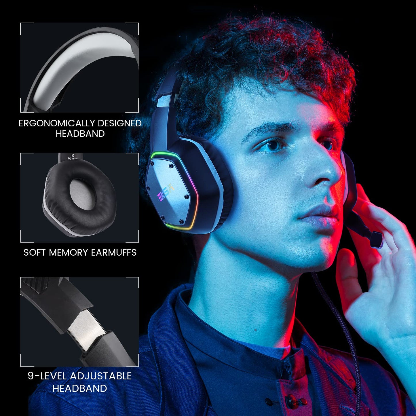 EKSA E1000 USB Gaming Headset with Mic