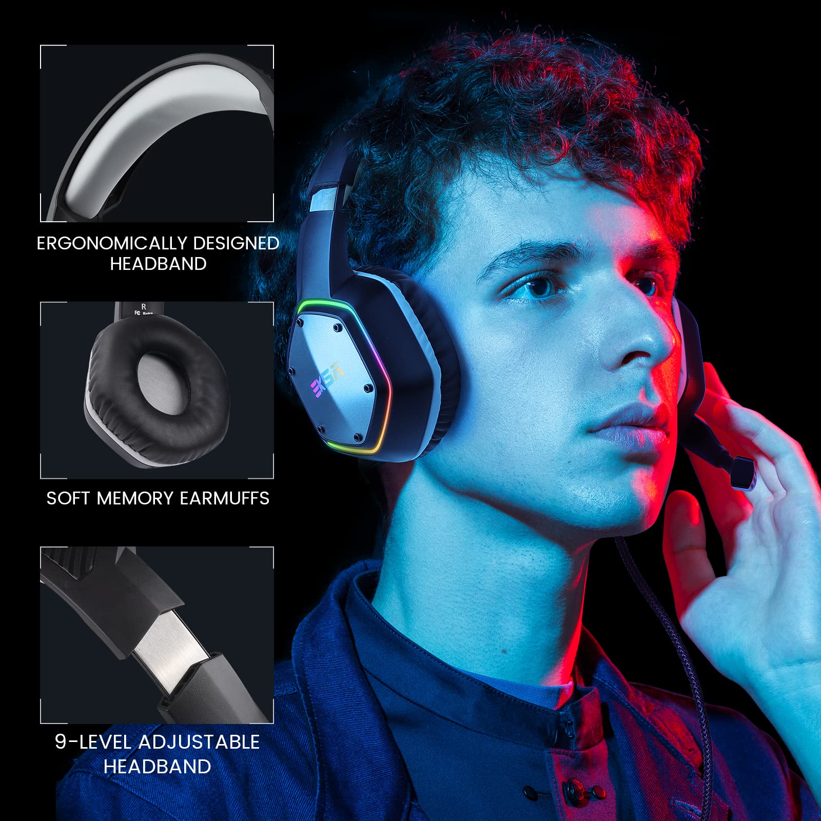 EKSA E1000 USB Gaming Headset with Mic