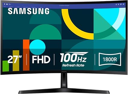 Samsung 27" Essential S3 (S36GD) Series FHD 1800R Curved Computer Monitor | 100Hz, Game Mode, Advanced Eye Comfort, HDMI and D-sub Ports (LS27D366GANXZA)